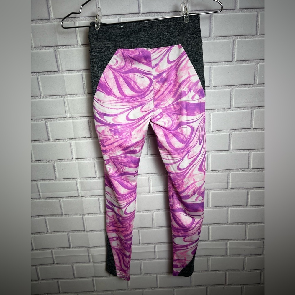 Justice Active Gray/Pink /Purple Swirl Leggings for girls/Size 10 - Picture 8 of 9